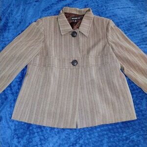 Briggs New York Brown Striped Wool-Blend Blazer Jacket